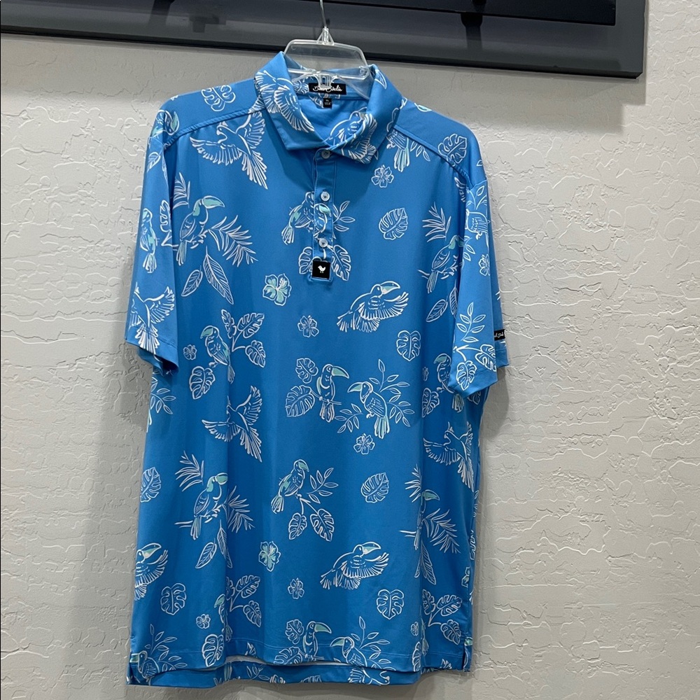 Bad Birdie Tropical Blue Polo Shirt